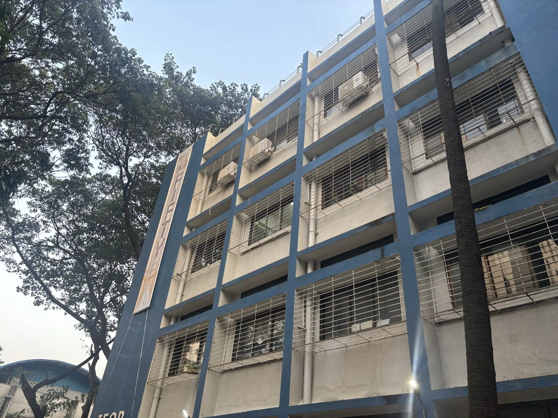 The side of the IEOR building with the Fifty Years banner